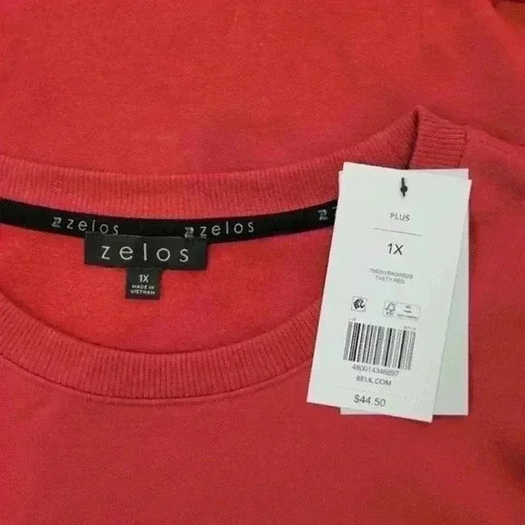 NWT Zelos Red Crew Neck Pullover, Sz 1X‎ - Picture 7 of 8